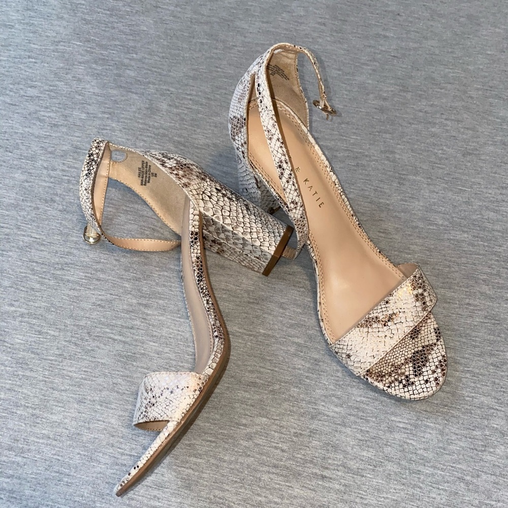 Hailee Snakeskin Block Heels